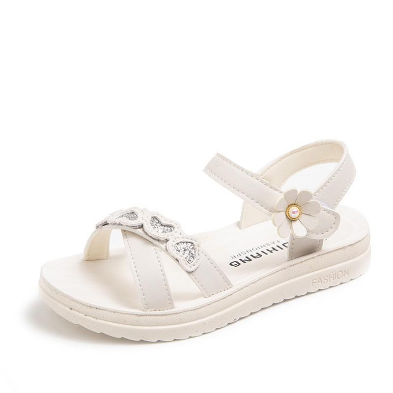 Girls Sandals With Sparkle Accents Soft Rubber Sole Princess Style Slip-On Beach Outdoor Daily Wear
