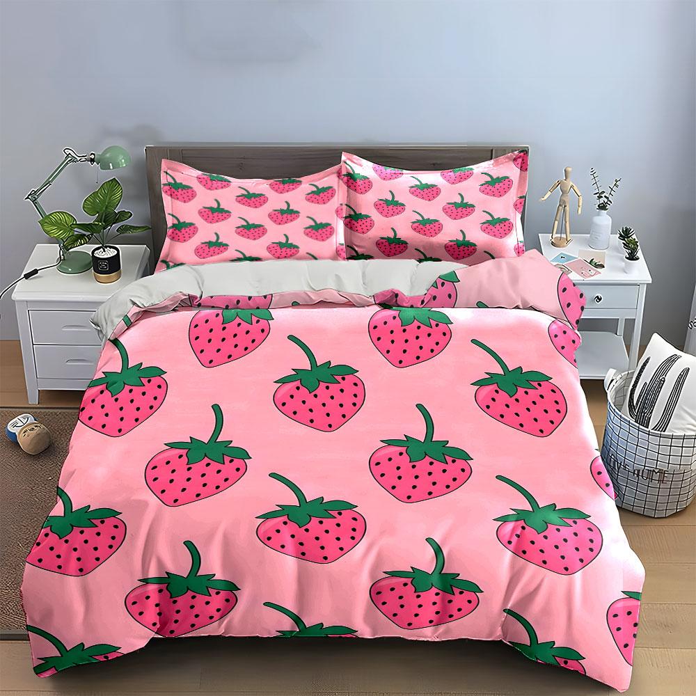 Strawberry Pattern Bedding Set Bedding Duvet Cover Set Duvet Cover Pillowcases (1 * Duvet Cover 2 * Pillowcases, without duvet insert)