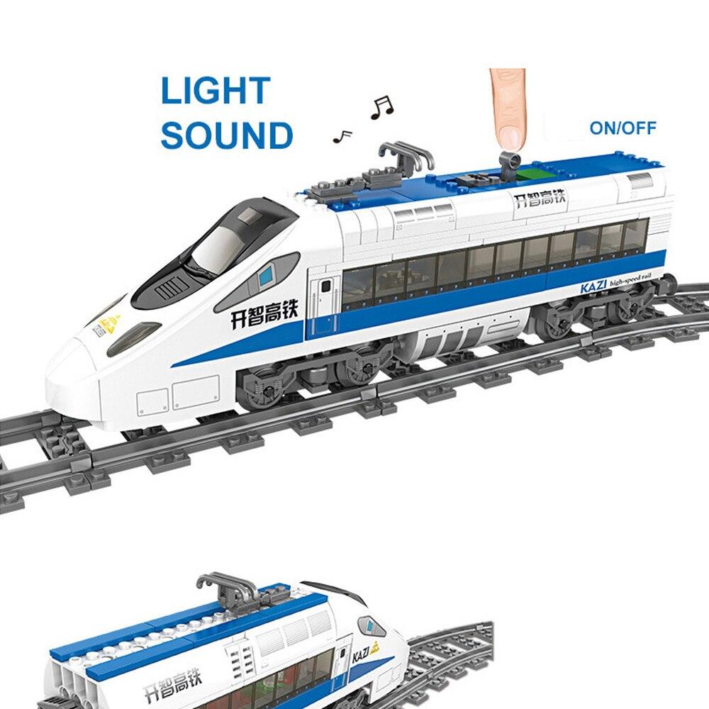KAZI 98227 415PCS GBL Battery Powered Electric Train High Speed Rail DIY Building Block Gift Toys for Children