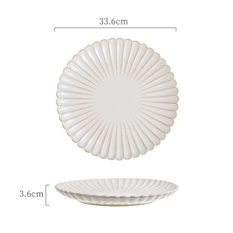 Styl nordycki Ceramiczna Talerz z wypałem typu zmaniennego Chryzantema Domowy Ceramiczny Talerz na Warzywa Talerz do Kuchni Zachodniej Talerz na Stek Okrągły Talerz
