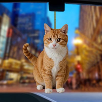 Pandantiv Acrilic Pisică cu Șnur Ușor de Agățat Design Ușor Adorabilă Decorațiune de Crăciun Pisicuță