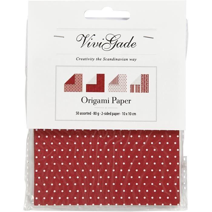 Origami-Set - Vivi Gade - Papier Weiß/Rot - 50 Blatt - Kinder 4+