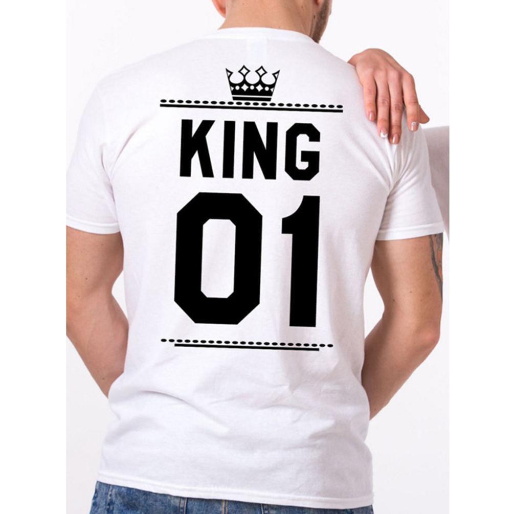 Stylisches T-Shirt mit Nummern-Kronen-Print für Damen und Herren, perfekt für legere Sommerkleidung