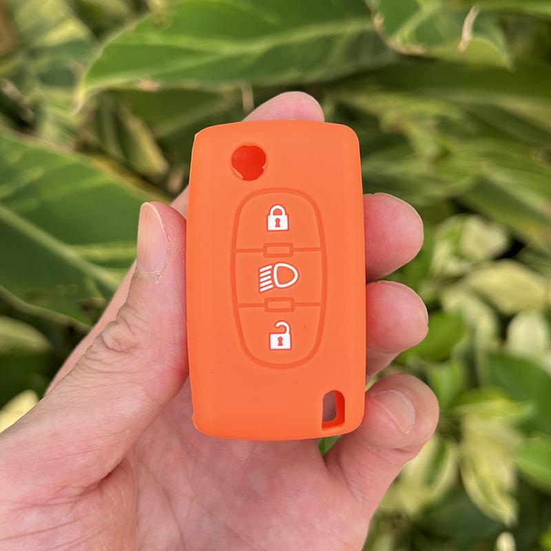 

Silicone Car Key Cover for Citroen C4 2008 Picasso Berlingo C3 C5 X7 Xsara C6 C8 Folding 3 Button Key Case Cover Protection помаранчевий