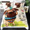 Set Biancheria da Letto con Stampa di Cani Carini Set Copripiumino Animale Cucciolo 2/3 Pezzi Copripiumino con Zampa di Cane Acquerello Pastello Set Letto per Amanti del Cane Carlino
