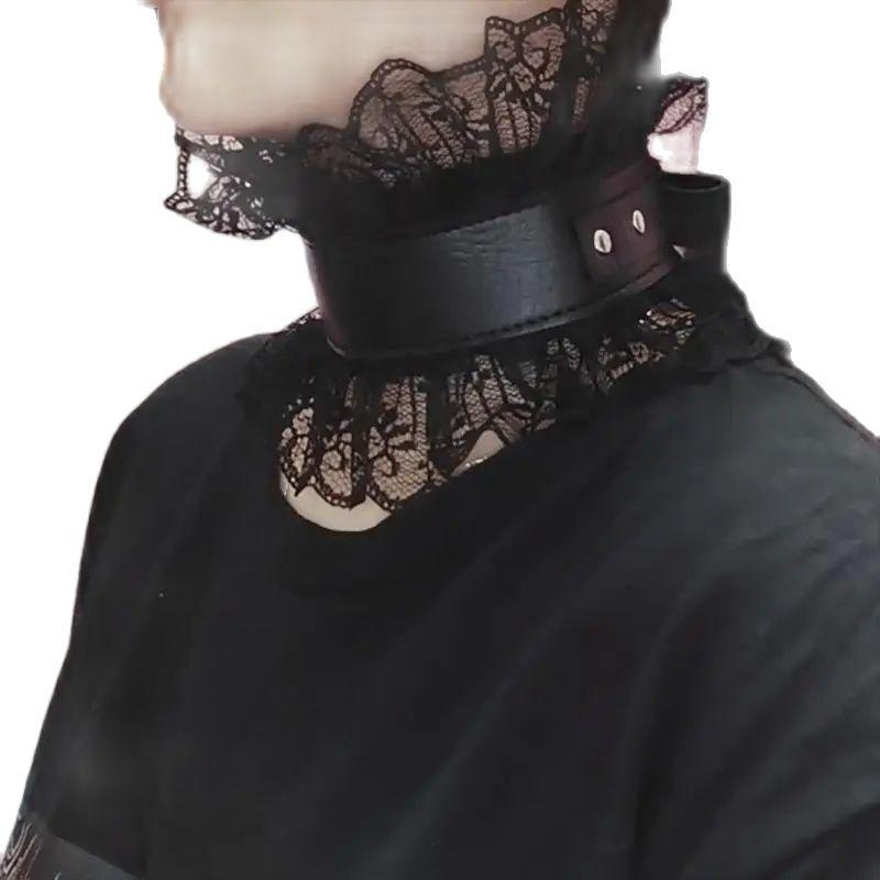 Women Punk Gothic Lace Choker Collar Sexy PU Leather Festival Cosplay Neck Accessories Black Lolita Costume Accessories