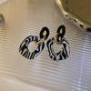 Unusual Earrings Women's Earrings Asymmetrical Round Hollow Round Black Stud Earrings Rhinestone for Women Asymmetric Earrings Statement Earrings