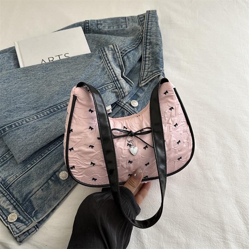 Niche Design Bow Underarm Bag Women's New Handbag Fashion Shoulder Messenger Bag Sweet Baguette Bag