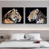 Tiger Leopard Löwenkopf Tiere Leinwand Wand Schwarz und Weiß Kunst im Dunkeln Pop Cool Art Moderne Malerei Home Bilder Dekoration Poster Drucke