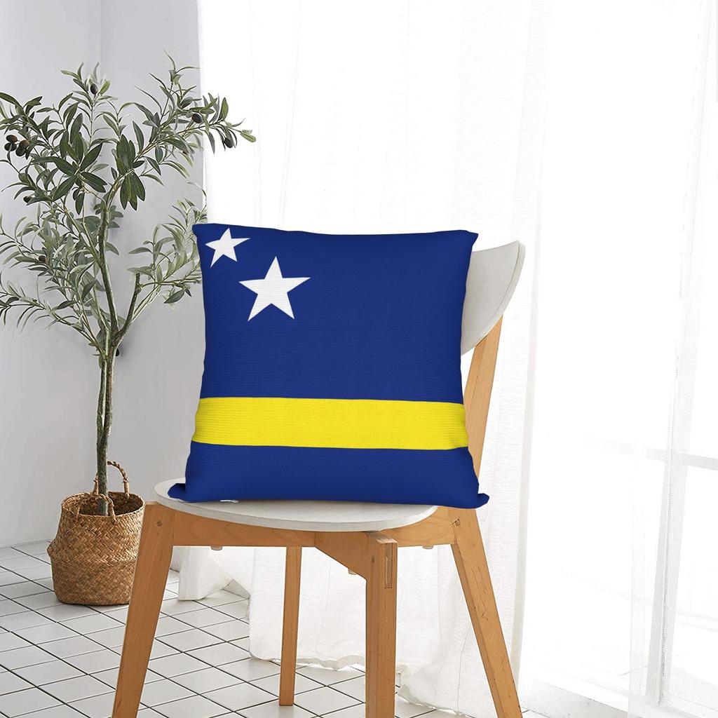 Flag Of Curacao Soccer Football Square Pillow Cases Cushion Covers Customized Polyester Decorative Pillowcase for Bed 18"