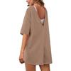 Summer Loose Casual Backless Short Sleeved Jumpsuit Shorts Women's Bodysuits
