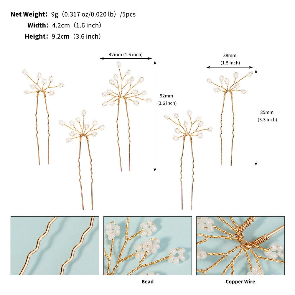 Bridal headdress, handmade rice bead hairpin, wedding jewelry, high-end hairdo, beaded hairpin, hairpin for women