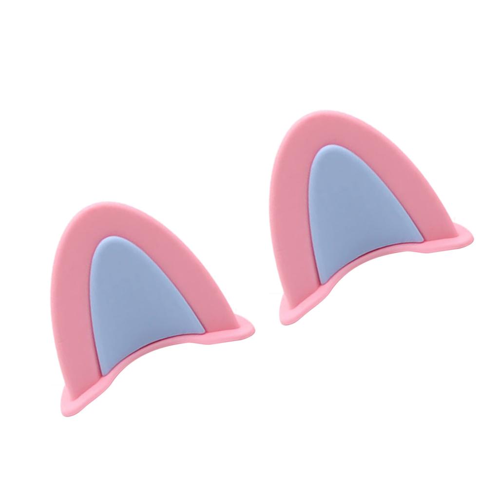 Motorcycle Helmet Cat Ears PVC Creative Cute Helmet Cover Sticker Helmet Accessory Pink + Blue