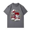 Men's 100% Cotton Crew Neck Short Sleeve T-Shirt, Retro Red Canvas Sneaker Printed Casual Comfortable Tee, Stylish Authentic Streetwear Daily Fashion