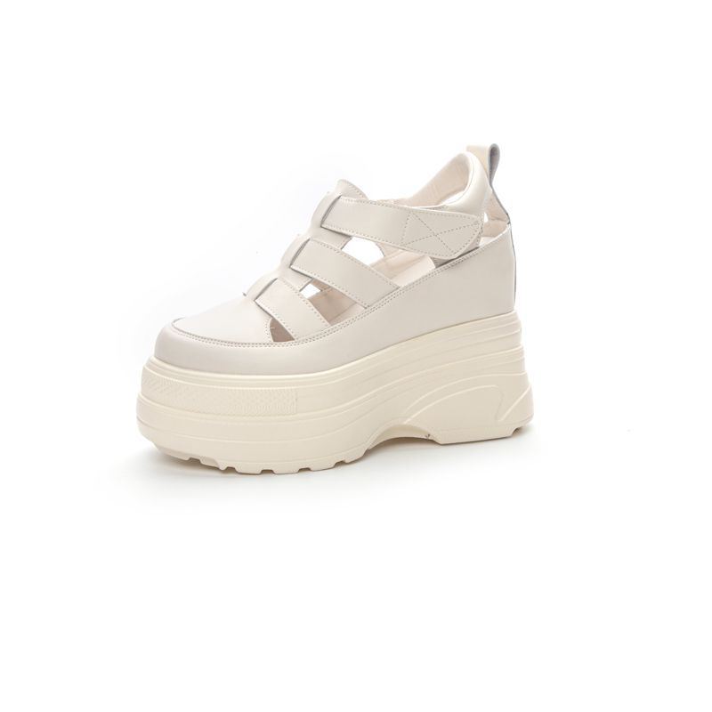 Fashion Genuine Leather Women's Sandals 2025 Summer New High Heeled Sandals Thick-soled Platform Sandals for Women  Hollow Out Sandalias