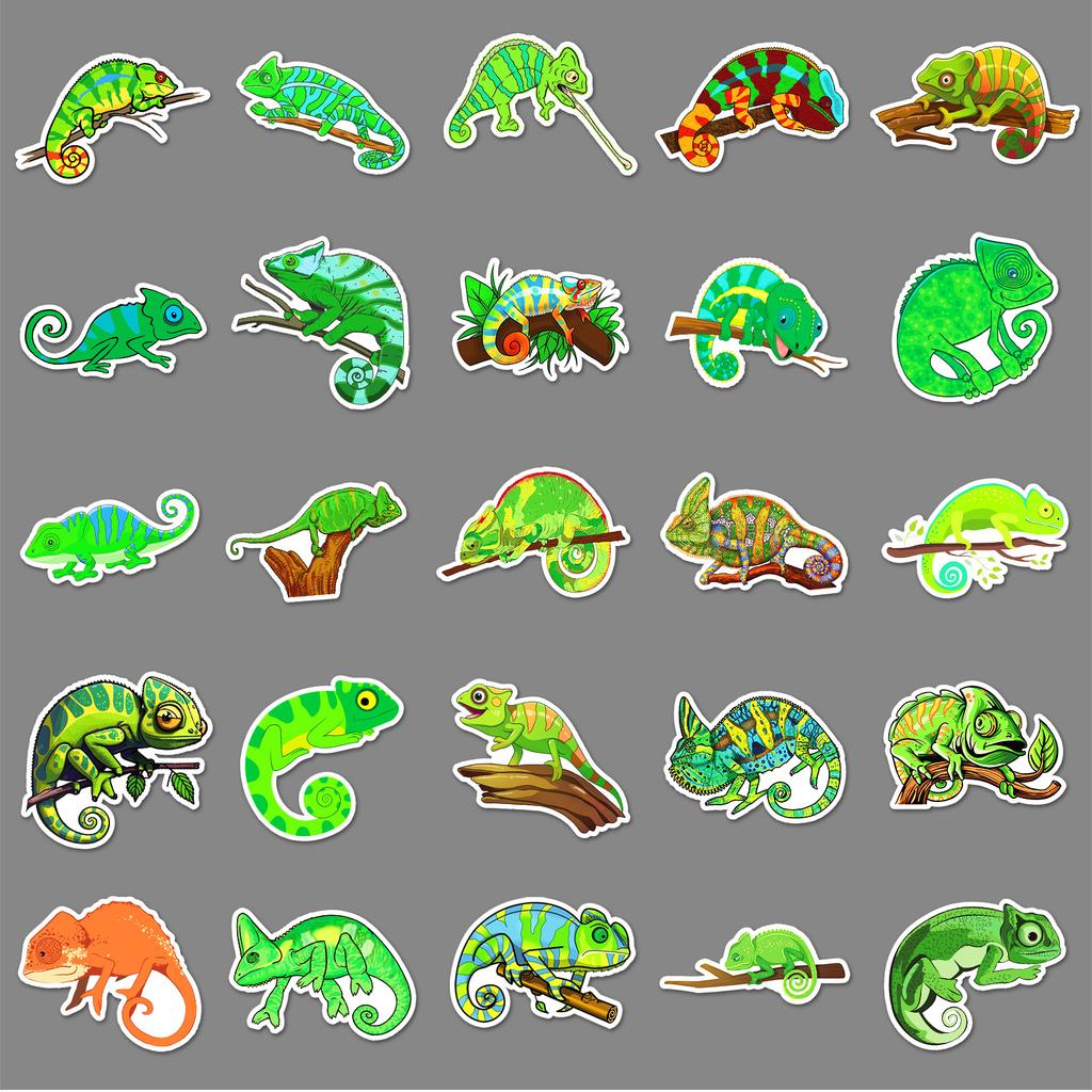 50 Chameleon Doodle Personality Cartoon Animal Children's Decoration Mobile Phone Case Water Cup Suitcase Sticker Waterproof