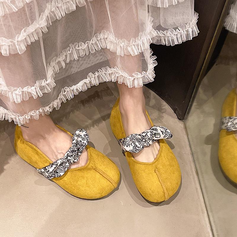New fashion temperament soft bottom flat Mary Jane shoes women wear bow word with shoes slippers versatile