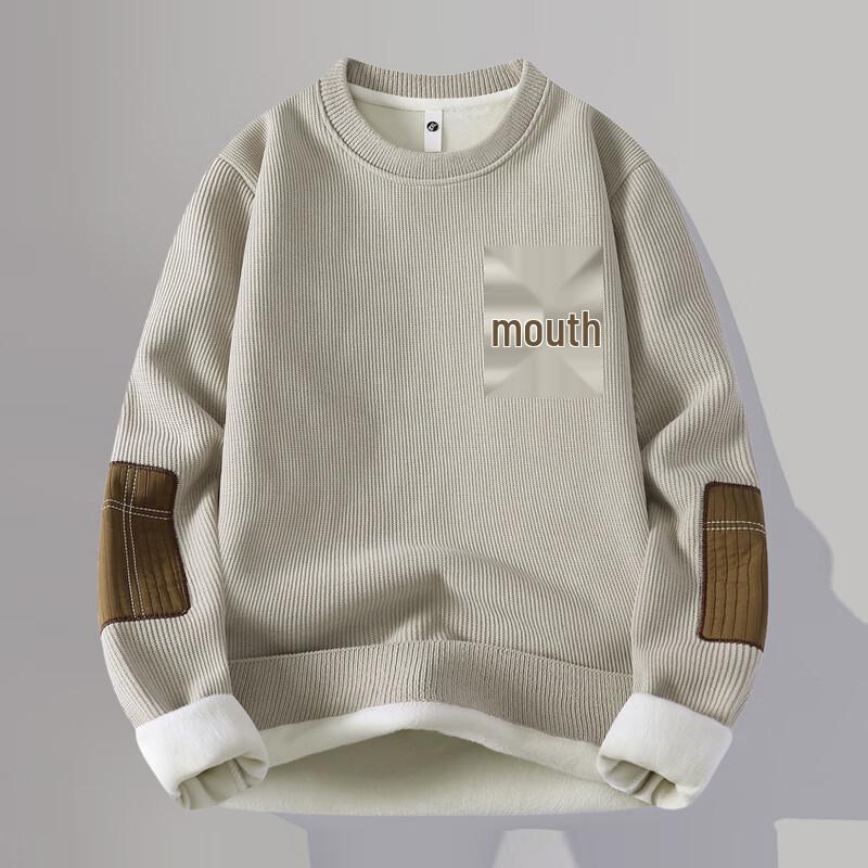 Men's Fleece-Lined Round Neck Pullover Sweater