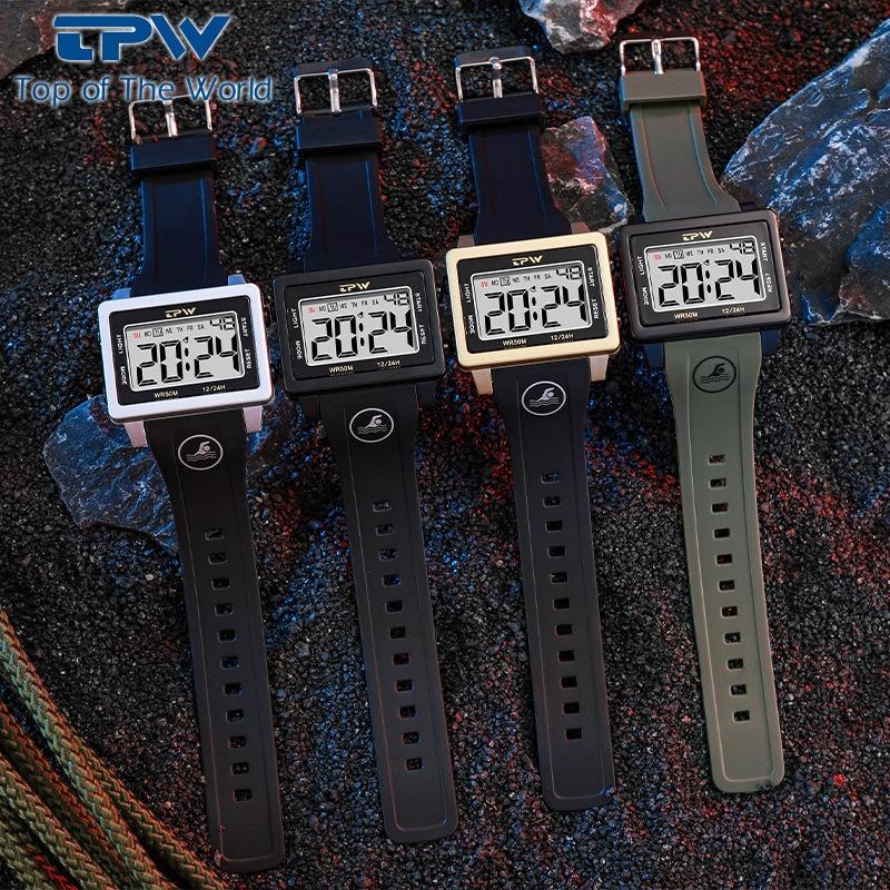 Tpw Waterproof Brand Multifunction Fashion Mens Watch With Silicone Strap Live Broadcast Dropshipping Explosive