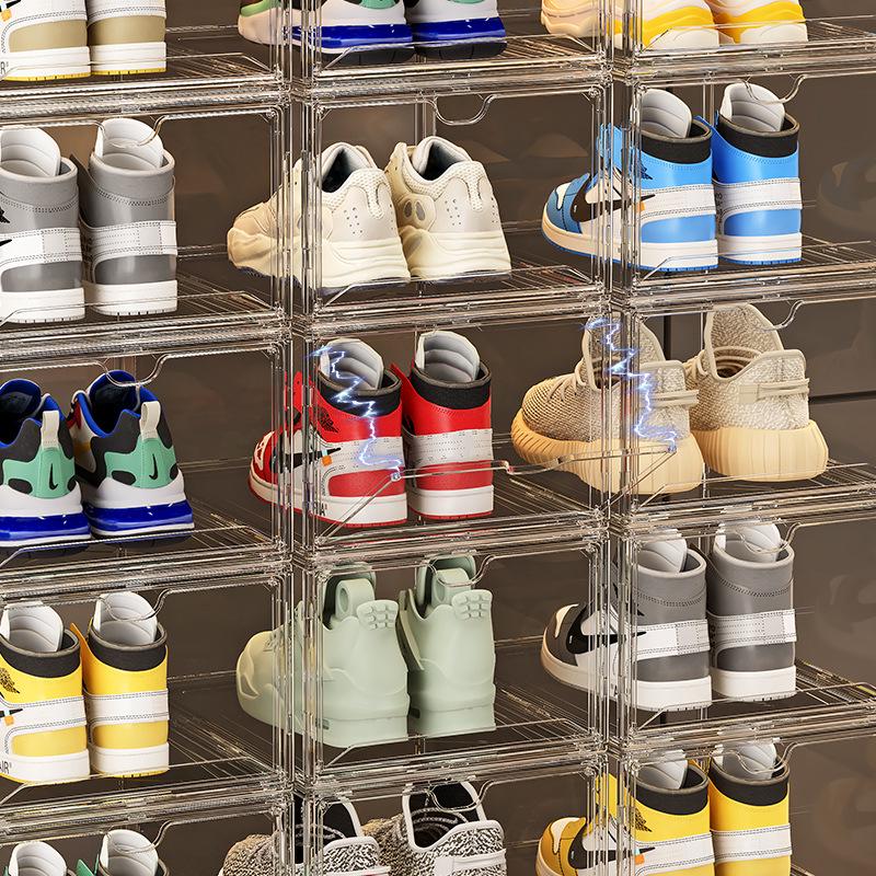 Acrylic Magnetic Shoe Storage Box – Transparent, Anti-Oxidation Shoe Cabinet and Rack for Sneakers.