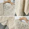 Bohemian Women's Crochet Hollow Lace Cardigan Top  Summer Loose Plus Size Sun Protection Cardigan