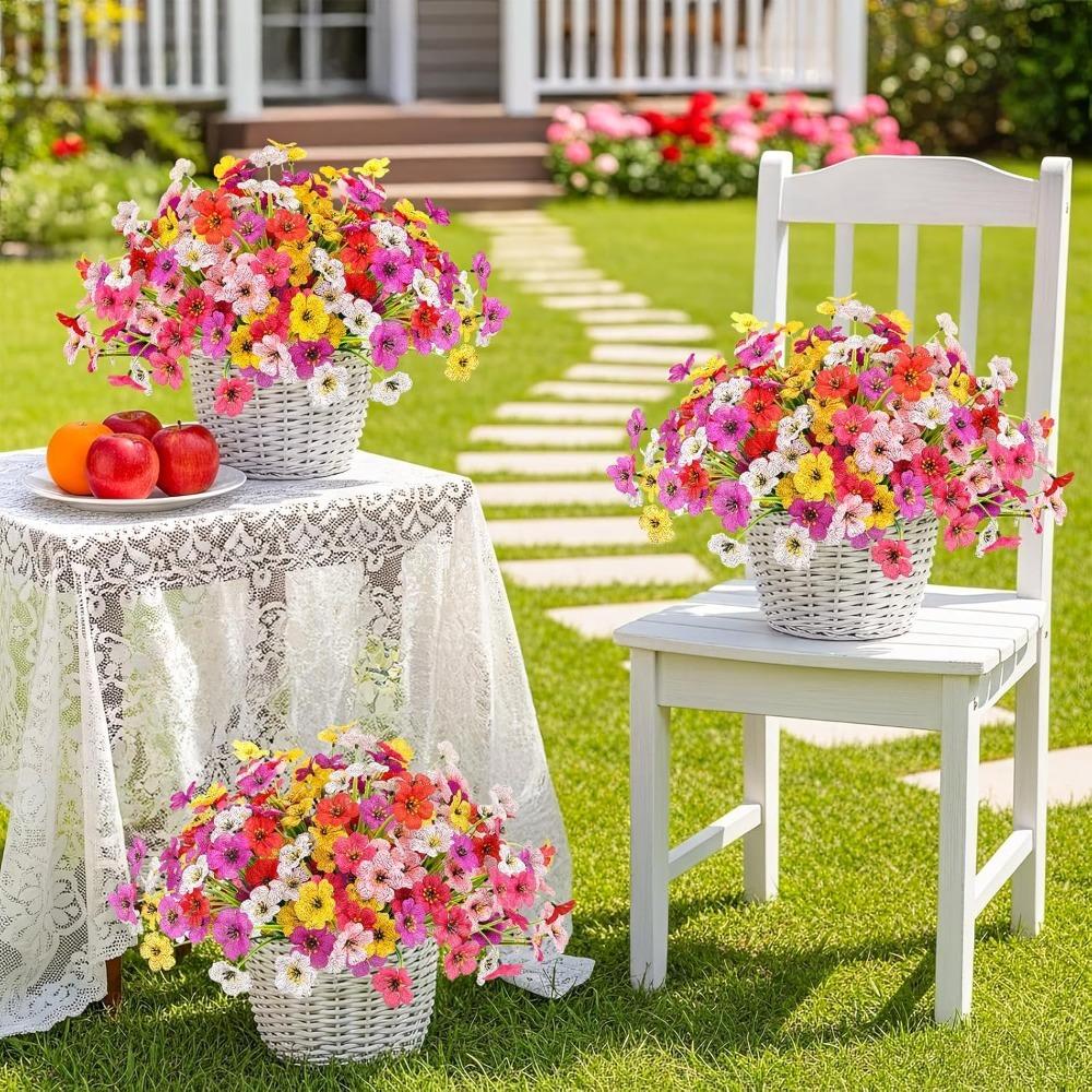 2/4Pcs 35cm Artificial Flowers for Outdoors UV Resistant Fake Flower Greenery Shrub Plant Home Garden Porch Patio Wedding Decor