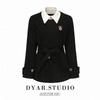 Petite Waist-Cinching College Style Two-Piece Black Suit Jacket Set for Autumn/Winter