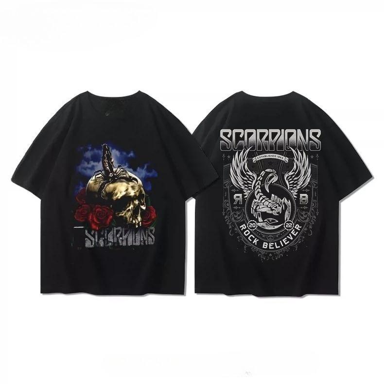 Scorpion Band ShortSleeved TShirt  Unisexs and Womens Summer Heavy Metal Rock Print Pure Cotton HalfSleeve