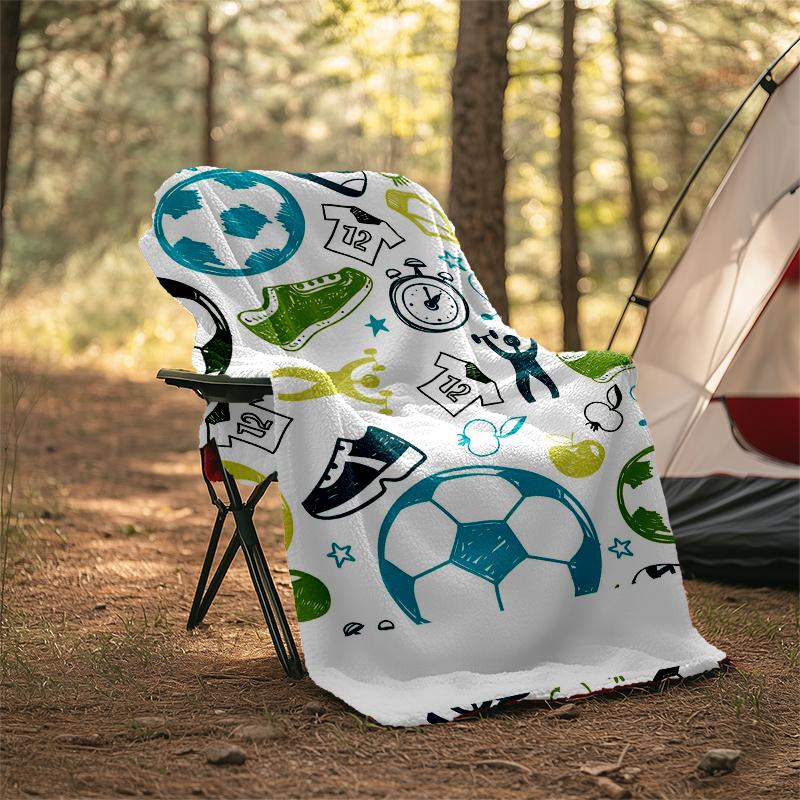 Soccer Theme Printed Blanket - Perfect for Couch, Bed, Travel & Outdoor Use | Machine Washable, Cozy & Durable.