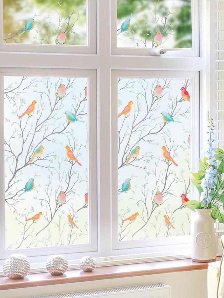 Buzlu Pencere Filmi Statik Yapışkanlı - Ev Banyo Ofis Cam Kapılar için UV/Isı Engelleyici Gizlilik Örtüsü