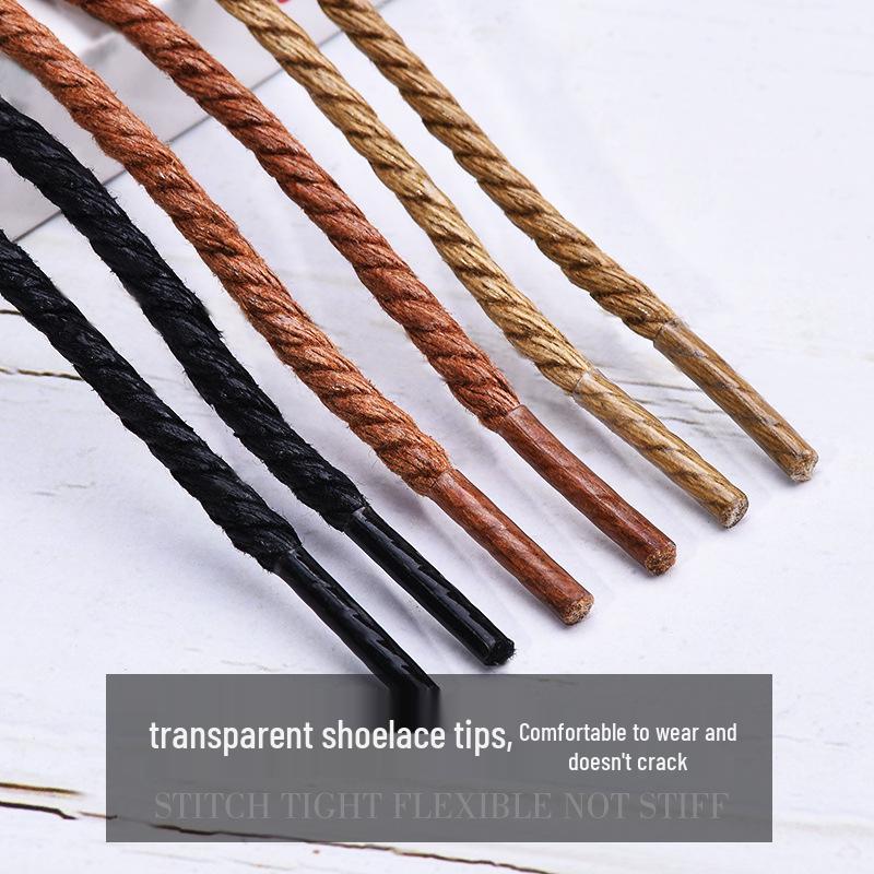Waxed Leather Round Shoelaces for Casual Shoes and Boots (Black & White) Customizable