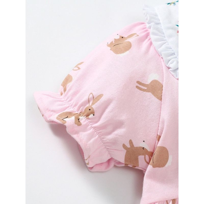 Girls' Pink Lapel Dress Baby Short-Sleeved Pure Cotton Babydoll Shirt Kidsren's Summer Dress Kidsren's Embroidered Princess Dress