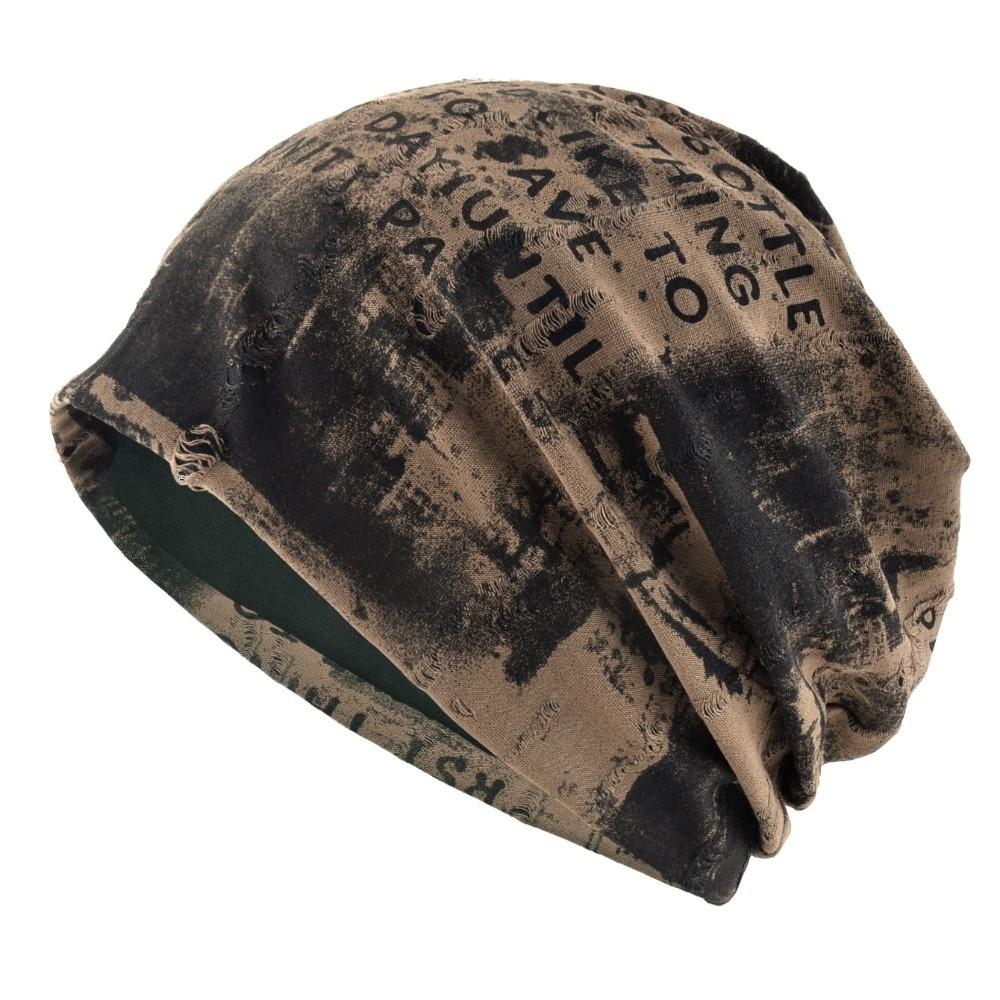 Tie-dye Slouchy Beanie Hat Stretchy Streetwear Beanie Retro Plush Lined Beanie  For Men Women
