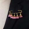 Bohemian Rhinestone Flower Tassel Brooch for Women - Exotic Style Suit Coat Pin