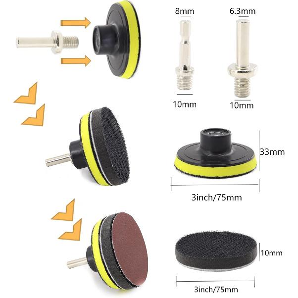 104PCS Car Headlight Restoration Kit - 3Inch Sanding Discs, Wool & Sponge Buffing Pads, Interface Pad For Car Washing, Cleaning, Waxing