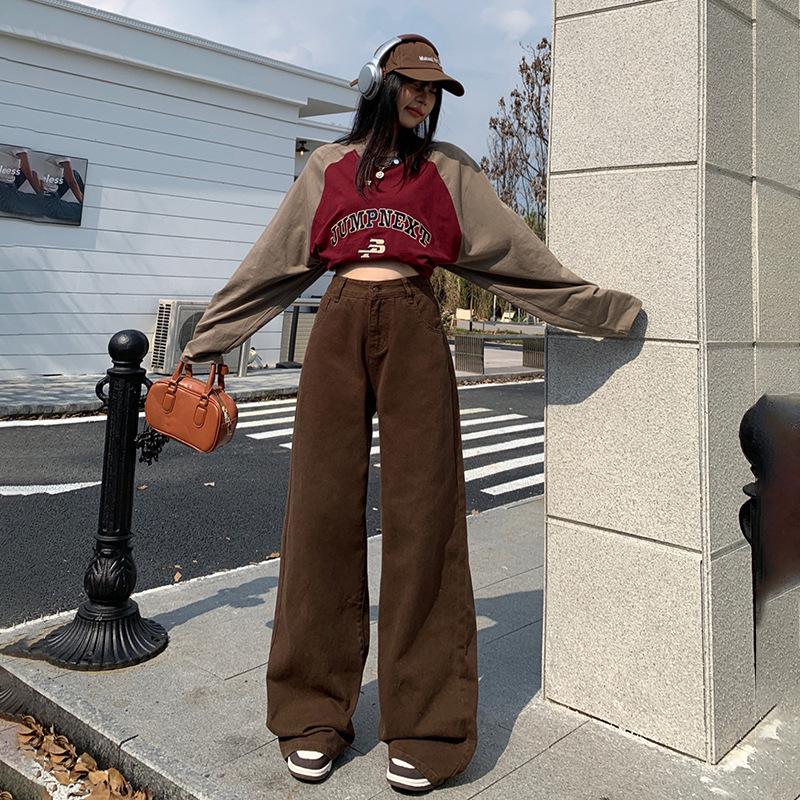 

Женские джинсы американского ретро с высокой талией и широкими штанинами - Черный/Серый (Осень/Зима 2025) XS