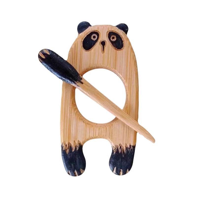 Panda Wooden Animal Brooch for Cardigan or Sweater