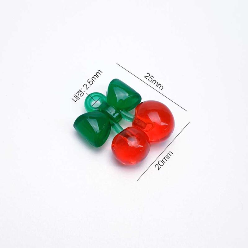 Acrylic Fruit Ribbon Cherry Keychain Accessory Supplies
