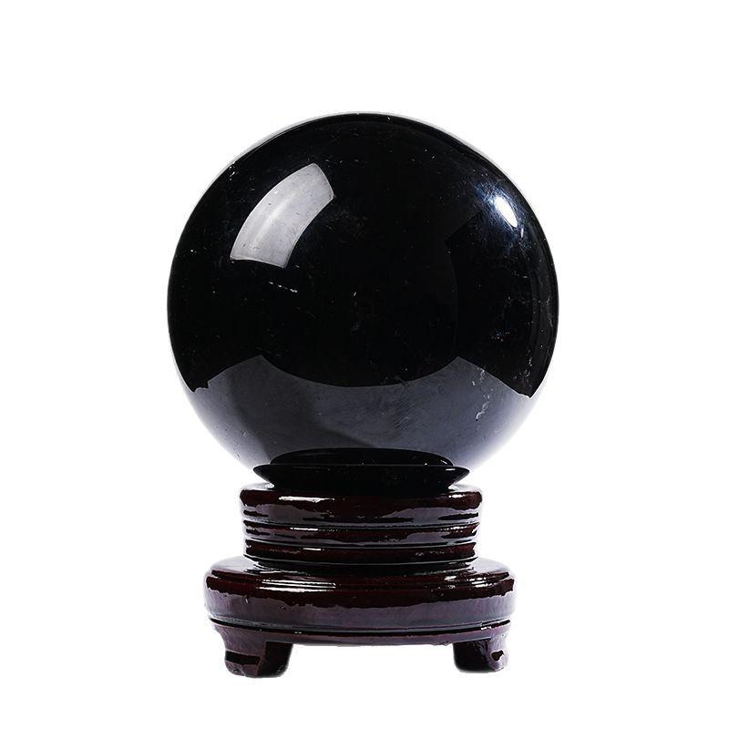 Obsidian Crystal Ball Ornament for Home or Office - Water Element Décor & Gift