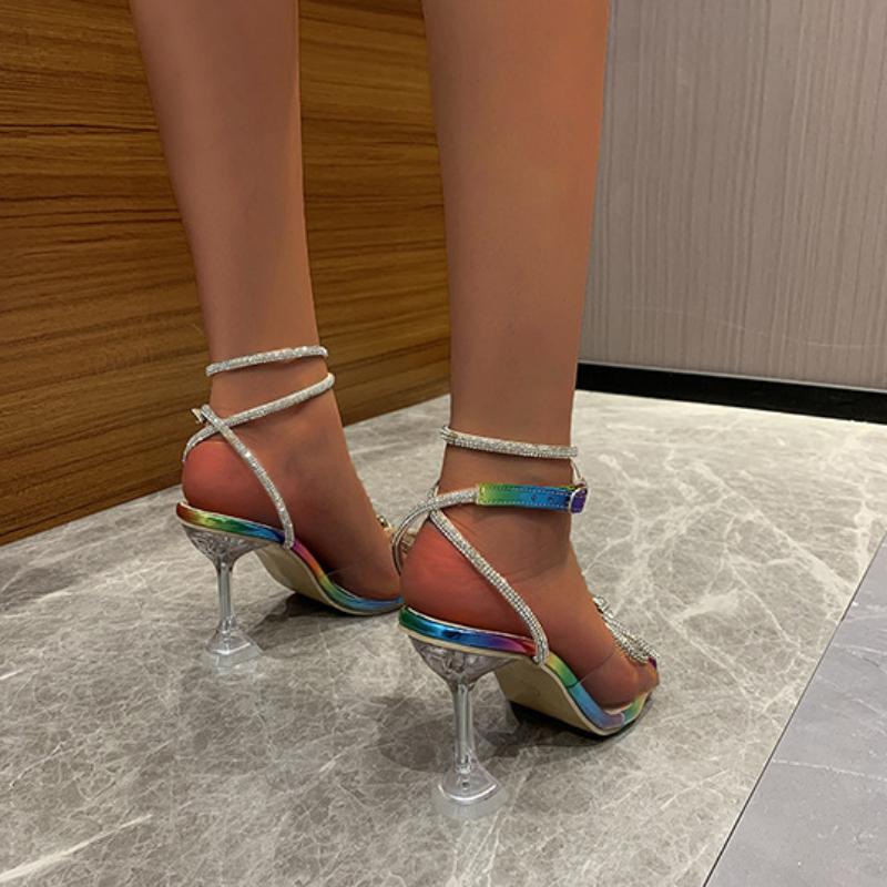 Europe America Women's Sexy High Heel 2024 Summer New Fashion Bow Elegant Spike Peep Toe Sandals Banquet Party Single Shoes