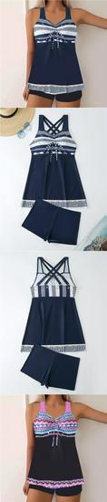 European-American Printed Spring Bikini 2025: Conservative Skirt-Style Women's Swimsuit.