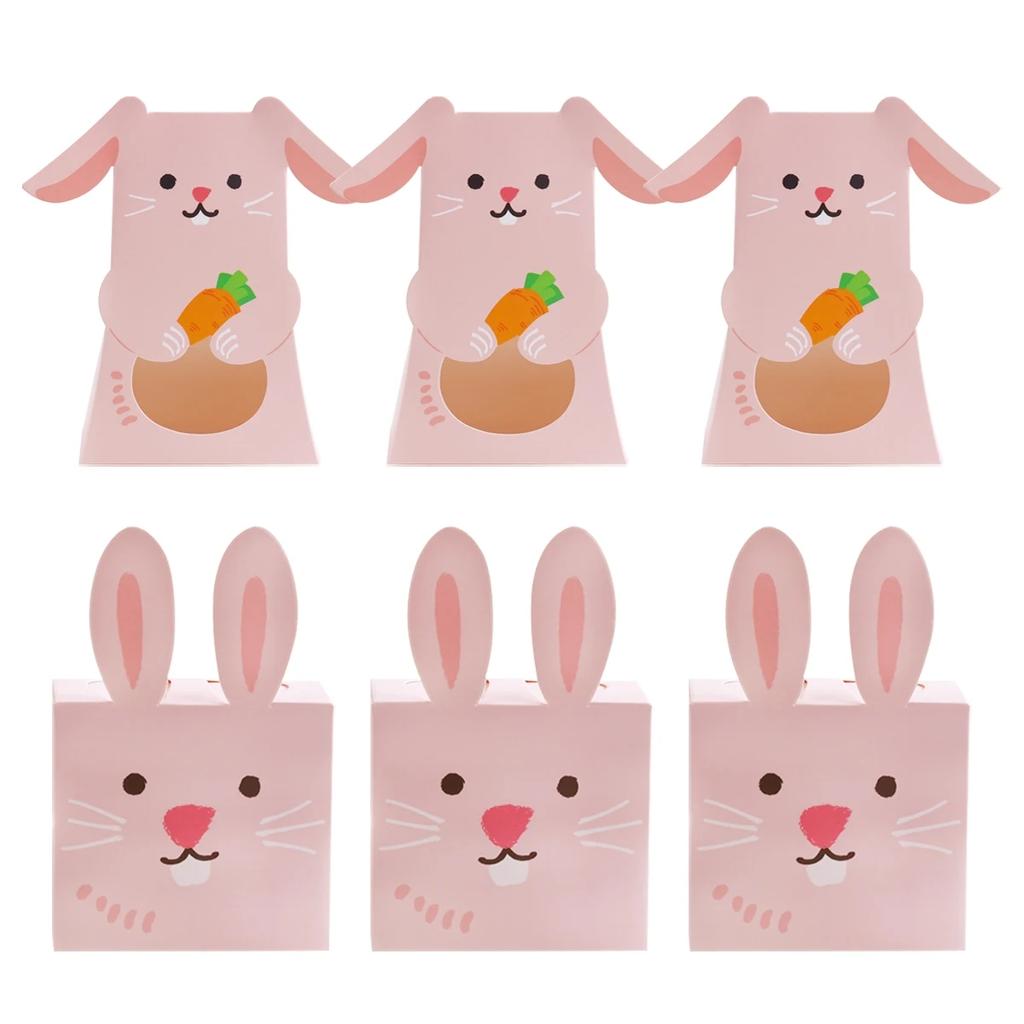 10pcs Cute Bunny Candy Box Pink Rabbit Ear Chocolate Biscuit Gifts Packaging Boxes For Happy Birthday Party Decor