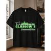 Casual Style Men'S T-Shirt Glasgow City Skyline Green And White Design Unisex All Season Fun Gift for Friends Loose Fit Round Neck Fashion New