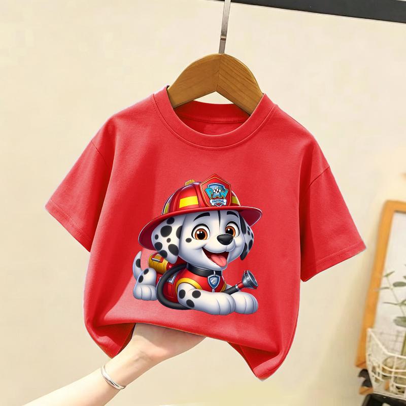 Paw Patrols Children T Shirt Chase Marshall Rubble Dog Print Tee Boy Girl Short Sleeve Tops Cute Cartoon Kids Summer Clothes