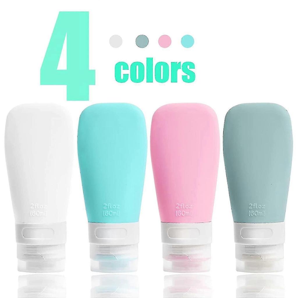 60ml Silicone Travel Bottles Set with Clear Toiletry Bag - 4 Pack for Toiletries