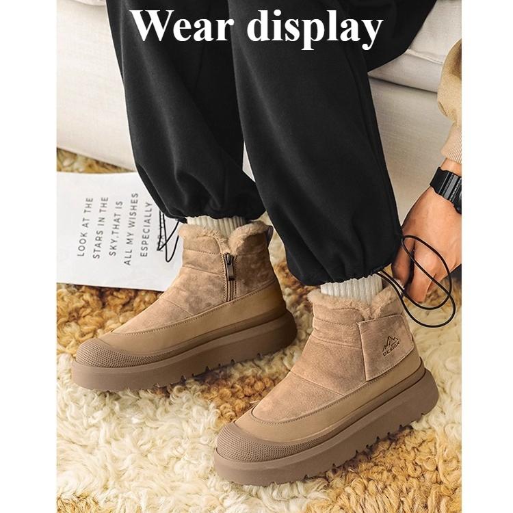 Mens Trendy Large Size Soft Sole Increase Height Winter Warm Fur Snow Boots Padded Lined Ankle Boots Anti-slip Hiking Casual Sports Martin Boots