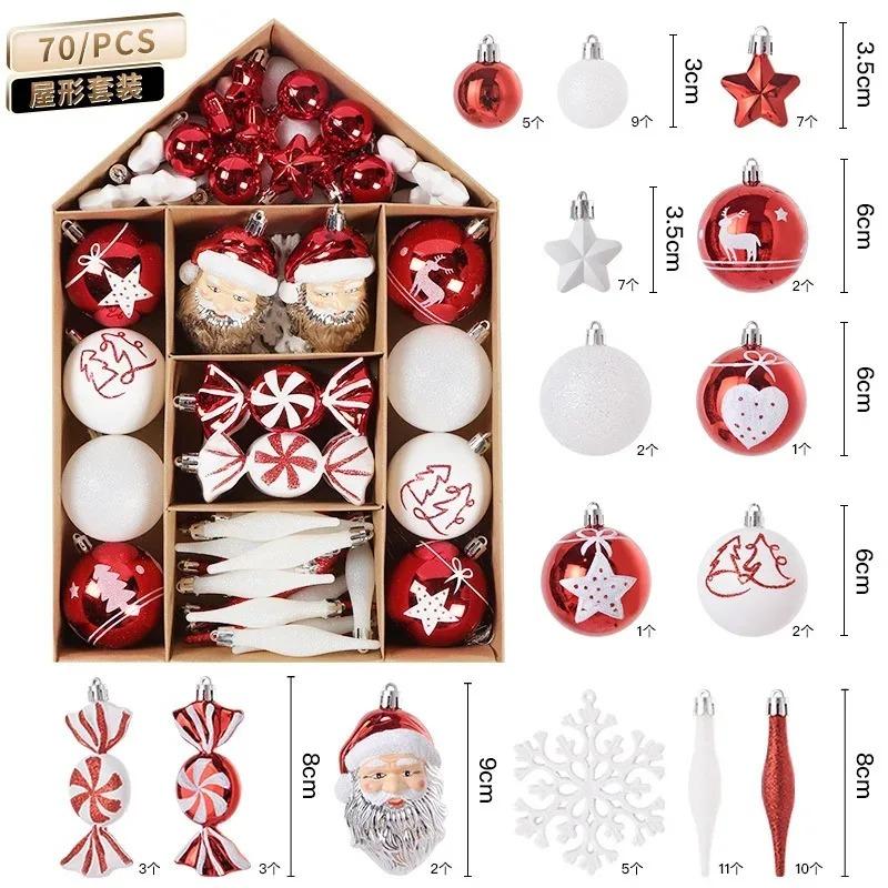 70Pcs Merry Christmas Balls Decor Xmas Set Big Ball Snowflake Xmas Tree Hanging Pendant Noel Navidad Home Decor New Year Gift