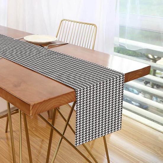 Decorative Table Cover for Home Modern Geometric Runner, Black And White Checkered Minimalist Decoration 72 Inch Striped Runner Dining Decor
