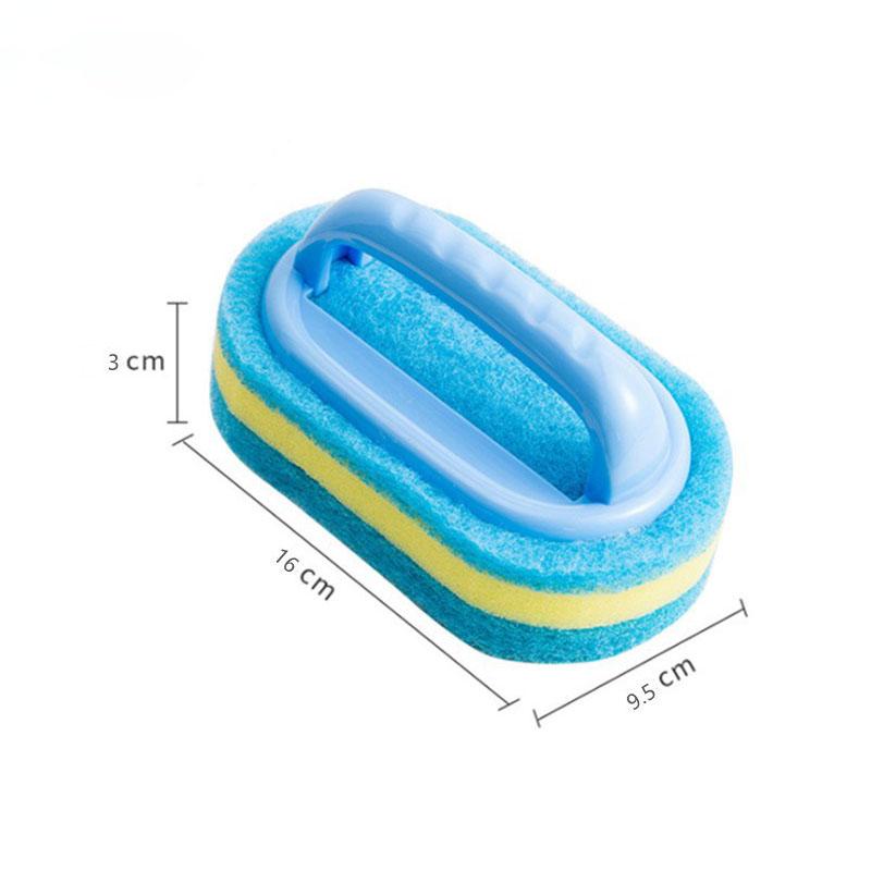 

1 шт. губка-кисть с ручкой, синяя мягкая волшебная губка-ластик для очистки ванны, очиститель плитки, кухонный инструмент, щетка для плитки в ванной комнате с ручкой, щетка для ванны