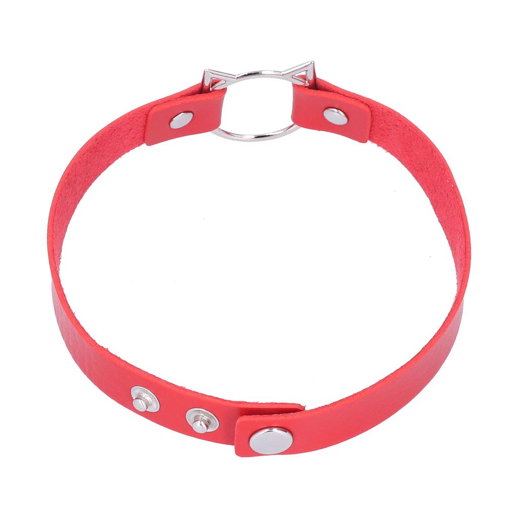 Adjustable PU Leather Choker Punk Gothic Choker Halloween Costume Accessory for Women GirlsRed